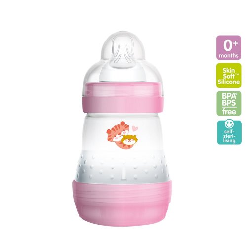 MAM ขวดนม BPAfree ป้องกันโคลิค 5.5 ออนซ์ (พร้อมจุก Size 1), สี: ชมพู
