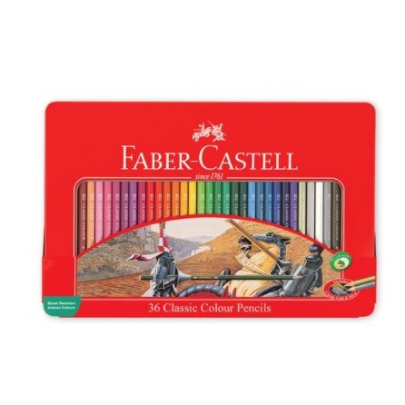 Faber-Castell สีไม้อัศวิน 36 สี กล่องเหล็ก