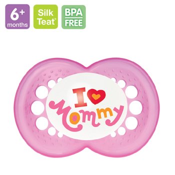 MAM จุกนมหลอก BPA free สำหรับเด็ก 6 เดือนขึ้นไป, ลาย: I Love Mommy(ชมพู)