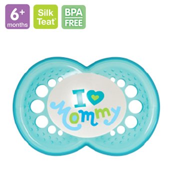 MAM จุกนมหลอก BPA free สำหรับเด็ก 6 เดือนขึ้นไป, ลาย: I Love Mommy(ฟ้า)