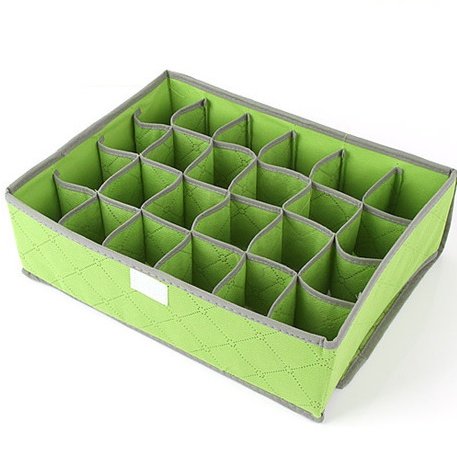 2home กล่องจัดเก็บกางเกงใน 24 ช่อง พร้อมฝาปิด, สี: เขียว