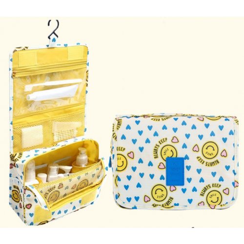 2home กระเป๋าเก็บเครื่องสำอางค์ จัดเก็บของใช้ แขวนได้, สี: เหลืองยิ้ม