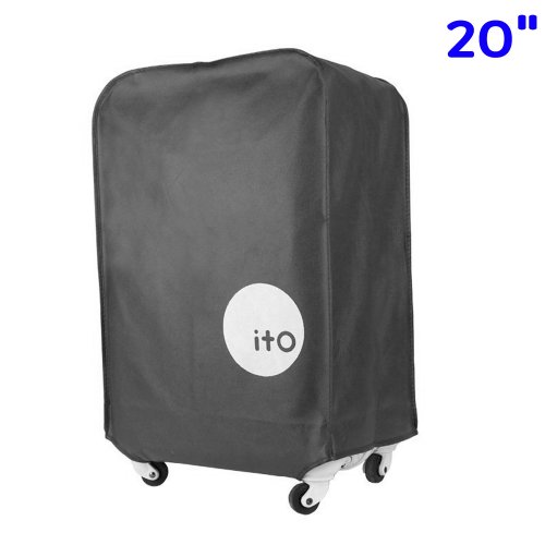 2home ผ้าคลุมกระเป๋าเดินทาง ป้องกันฝุ่นและรอยขีดข่วน สำหรับกระเป๋าเดินทาง ขนาด 20", สี: ดำ