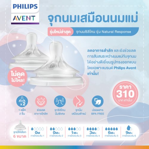 Philips AVENT Philips Avent จุกนมซิลิโคน รุ่น Natural Response (รุ่นใหม่)